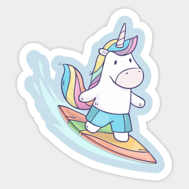 Unicorn Surfer Sticker by Olya Yatsenko